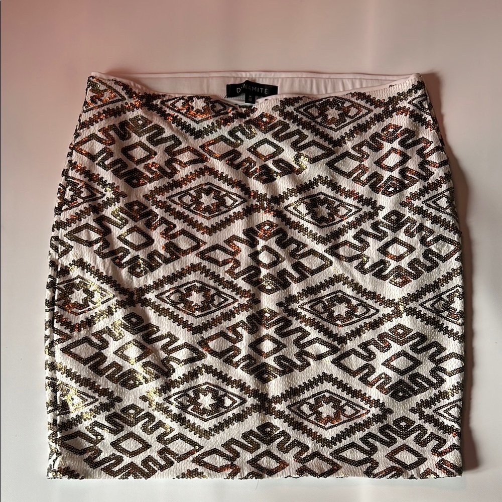 Dynamite Black and White Embellished Mini Skirt